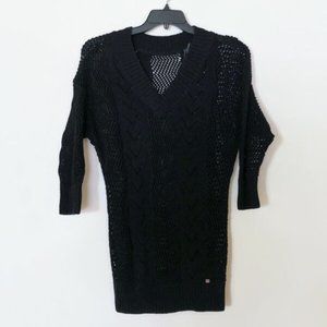 GUESS Black knit sweater, Lace knit blouse ✿